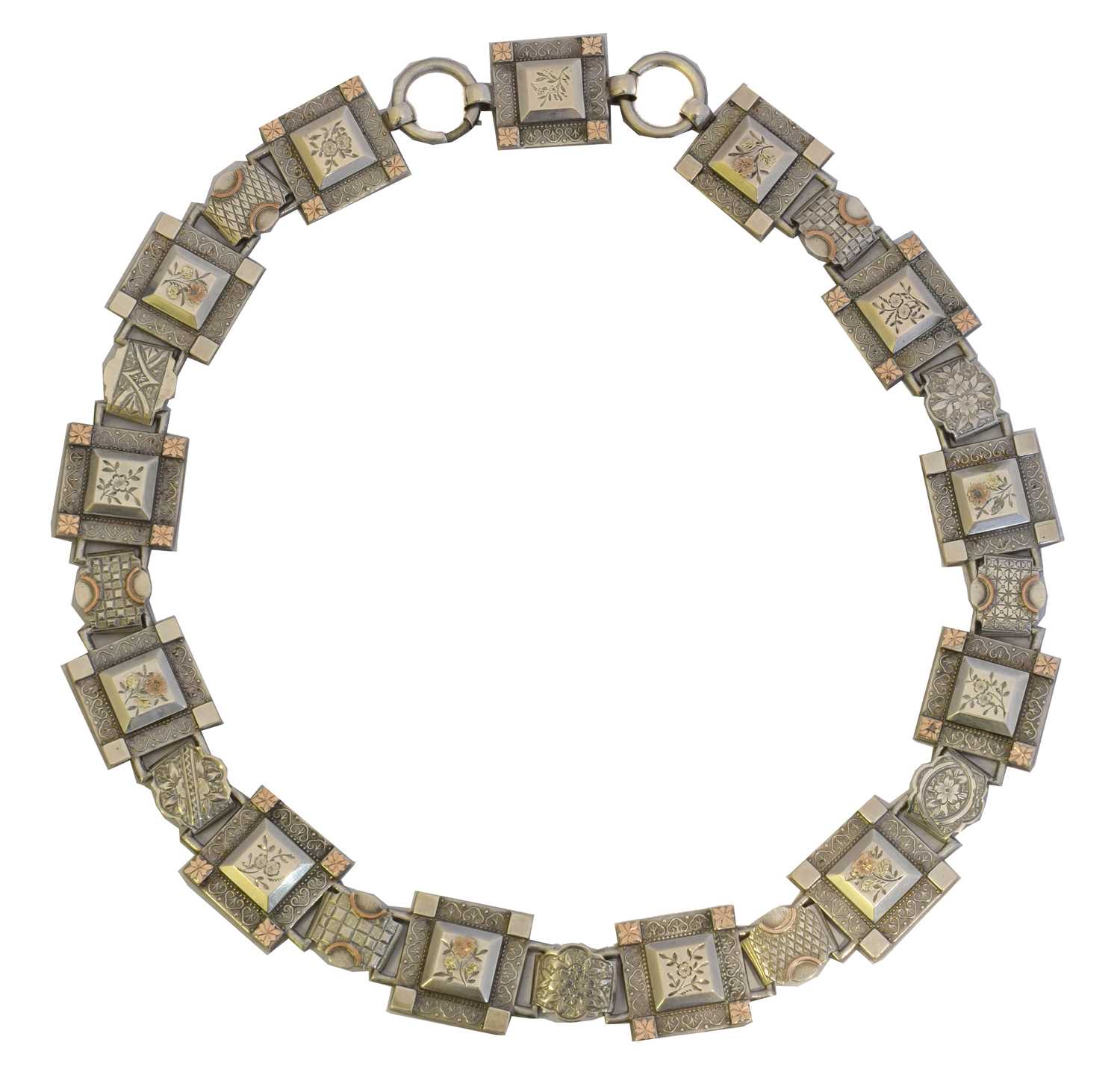 Lot 92 - A Victorian white metal collar necklace.