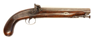 Lot 13 - Percussion 18 bore overcoat pistol, with...