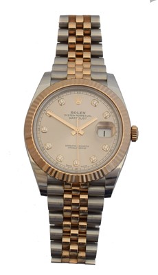 Lot 227 - A steel and everose gold Rolex Oyster Perpetual Datejust 41 wristwatch, ref 126331.