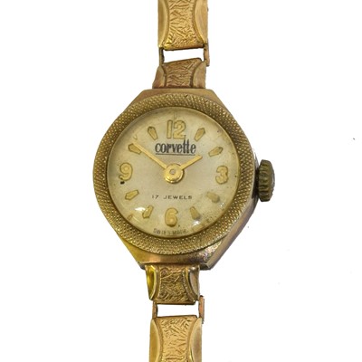Lot 126 - A 9ct gold Corvette manual wind wristwatch.