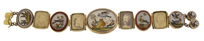 Lot 36 - A fine Victorian Grand Tour micro mosaic bracelet.