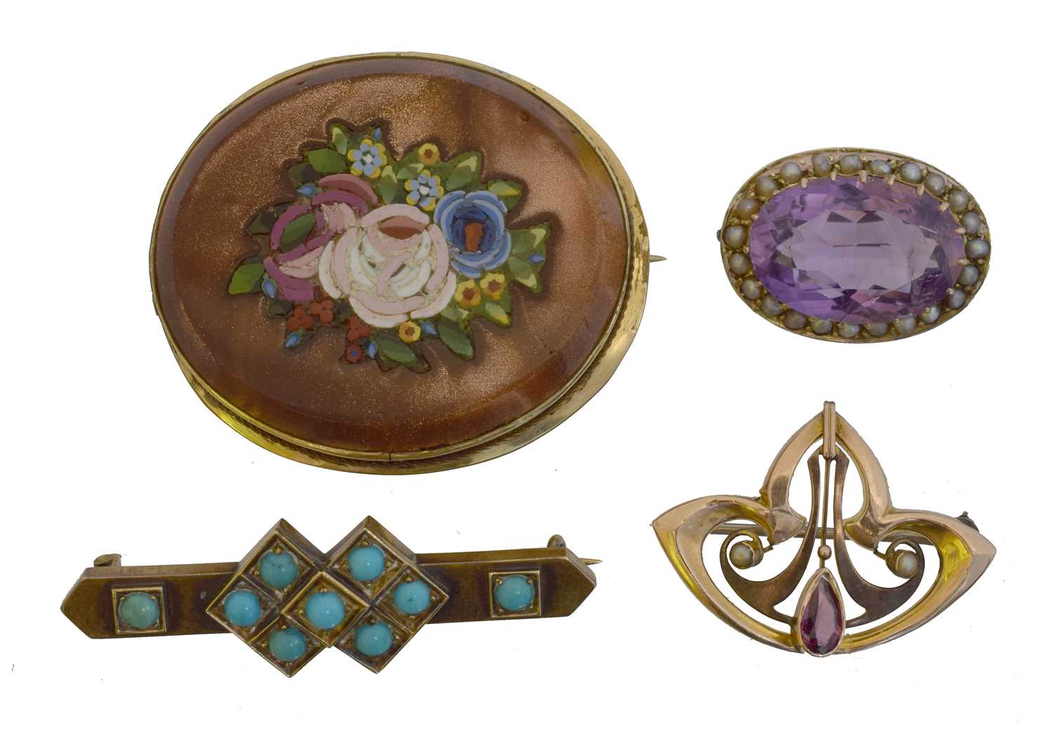 Lot 30 - Four Victorian and later brooches.