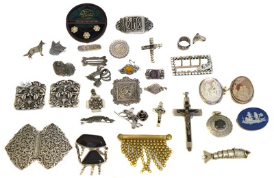 Lot 115 - A large selection of silver and white metal jewellery.