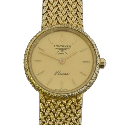 Lot 193A - A 9ct gold Longines Presence quartz wristwatch, ref. 26.065.7..9.