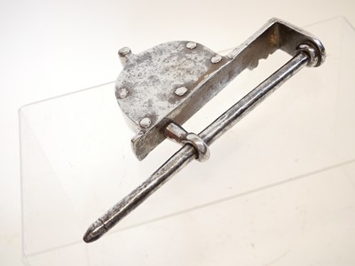 Lot 240 - Pair of hand cuffs and a bar lock (lacking the...