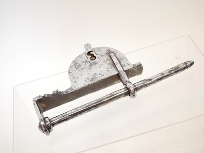 Lot 240 - Pair of hand cuffs and a bar lock (lacking the...