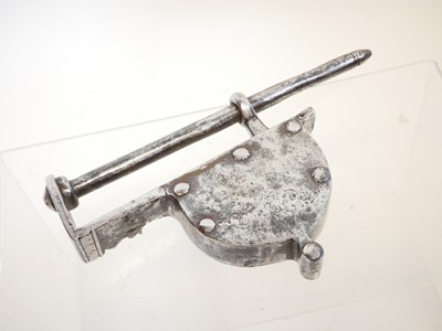 Lot 240 - Pair of hand cuffs and a bar lock (lacking the...