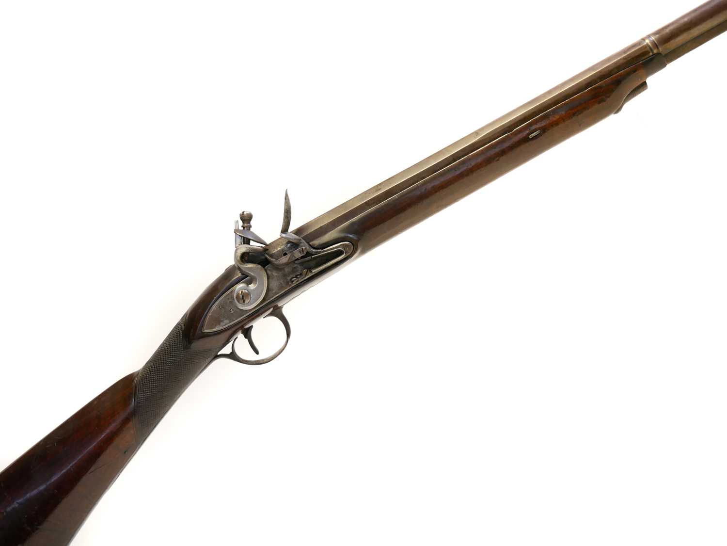 Lot 63 - Flintlock 13 bore single barrel shotgun,...