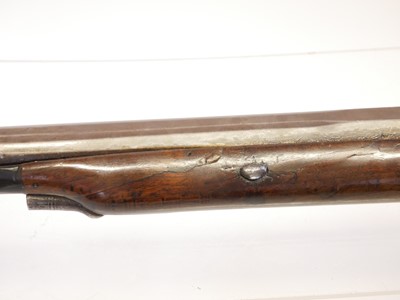 Lot 63 - Flintlock 13 bore single barrel shotgun,...