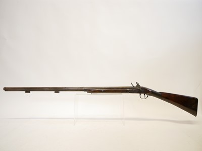 Lot 63 - Flintlock 13 bore single barrel shotgun,...