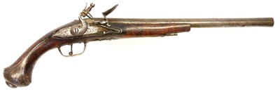 Lot 4 - Turkish flintlock 18 bore pistol, 14 inch...