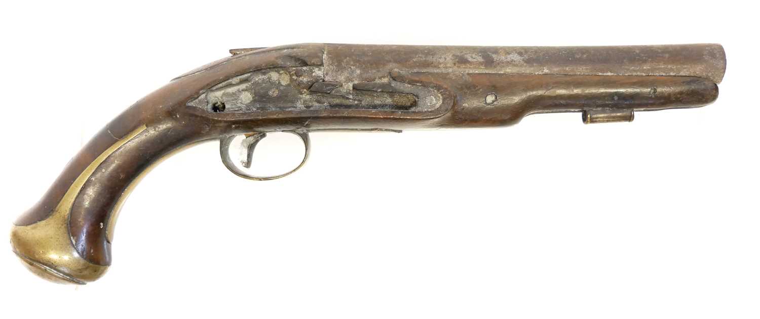 Lot 531 - English flintlock pistol stock and barrel,...