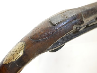 Lot 531 - English flintlock pistol stock and barrel,...