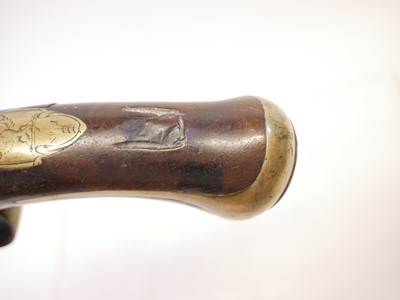 Lot 531 - English flintlock pistol stock and barrel,...