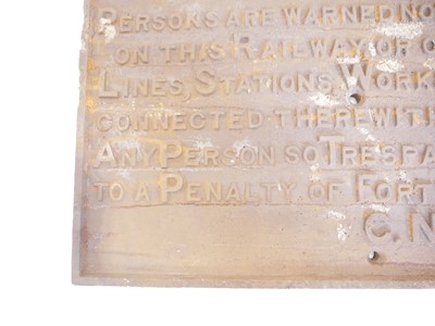 Lot 272 - Railway Interest - A Large Cast Iron Notice Sign