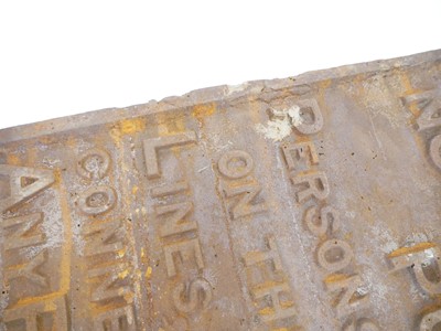 Lot 272 - Railway Interest - A Large Cast Iron Notice Sign