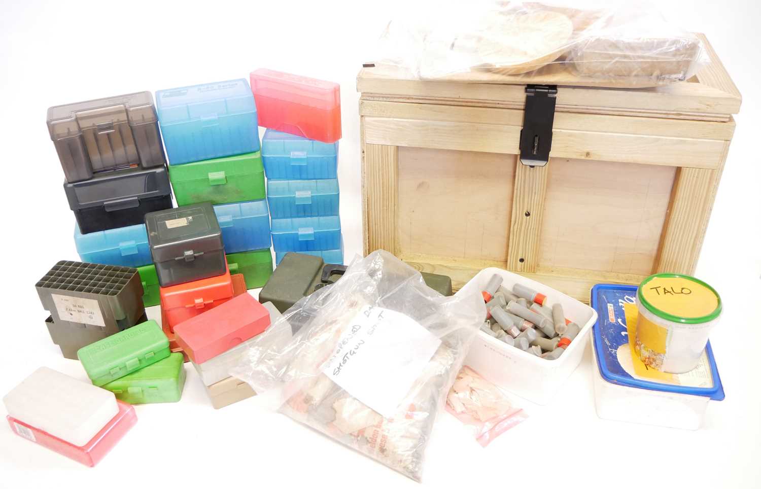 Lot 603 - Hand made black powder storage box, collection...