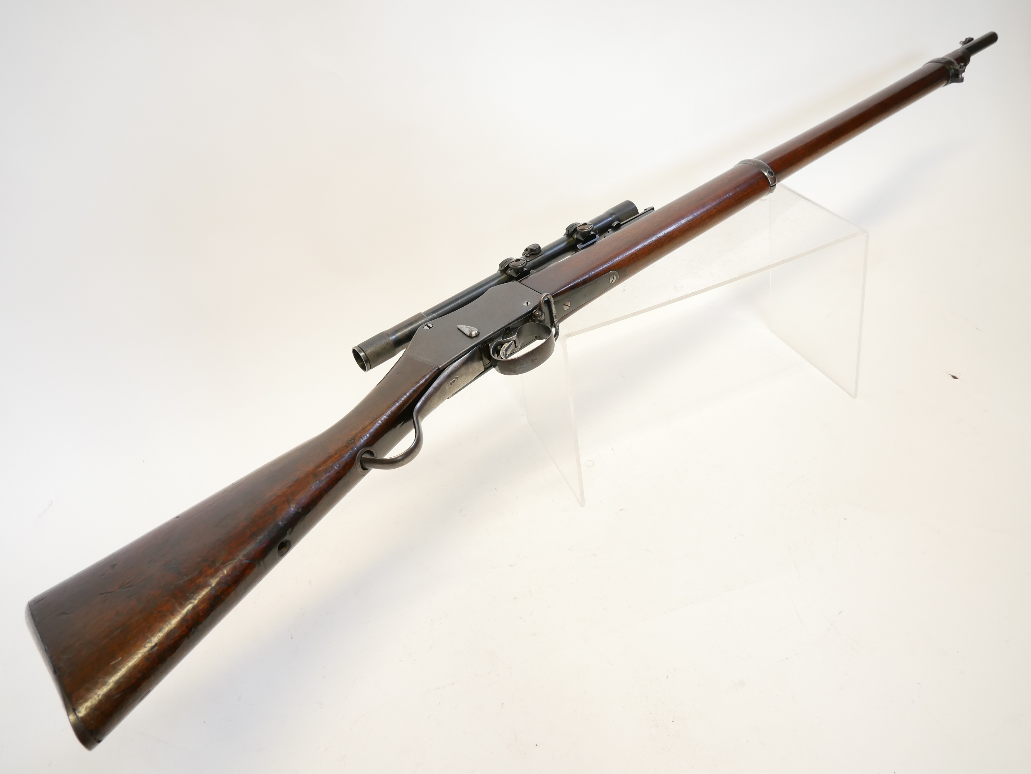 Lot 323 - Greener converted .22lr Martini Henry rifle,