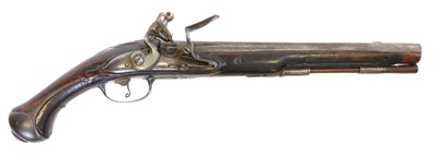 Lot 1 - Belgian flintlock 16 bore pistol, 13inch...