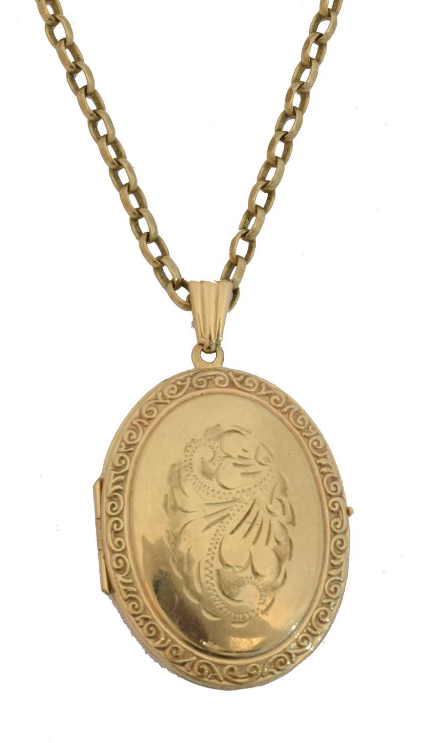 Click H Locket Lot 35 - A 9ct gold hinged locket.