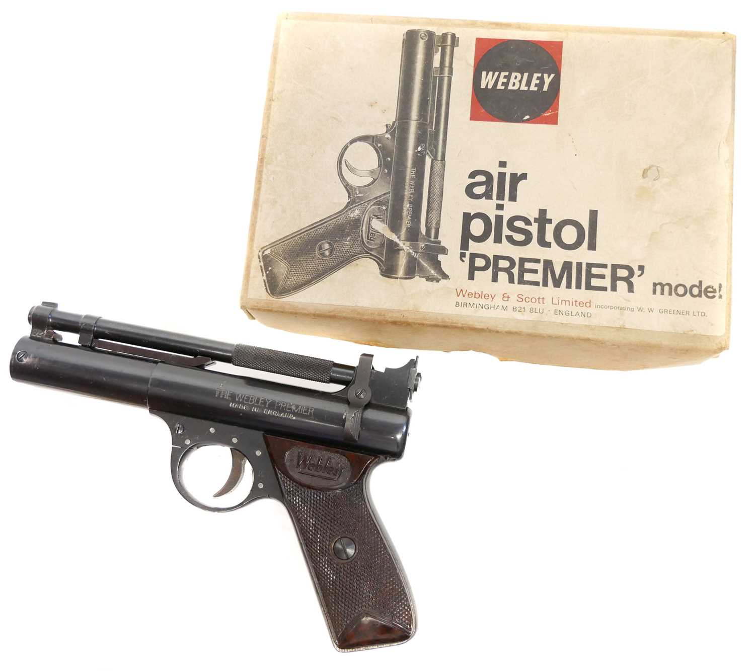 Lot 129 - Boxed Webley Premier .22 air pistol, cylinder...