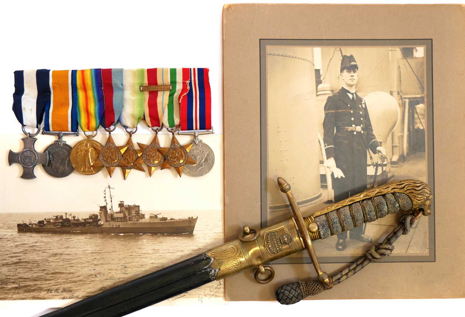 Lot 207 - WWI / WWII D.S.C. medal set and 1856 pattern...
