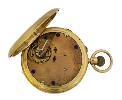 Lot 249 - An 18ct gold decimal chronograph hunter pocket watch by John Lecomber, Liverpool.
