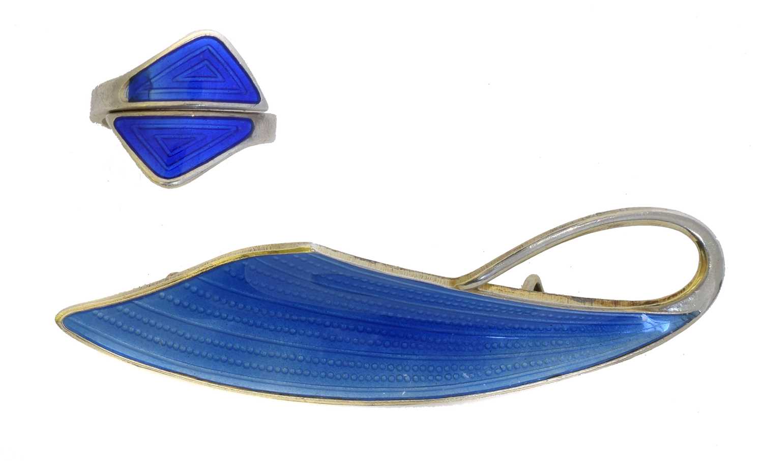 Lot 9 - A silver enamel brooch by Axel Holmsen.
