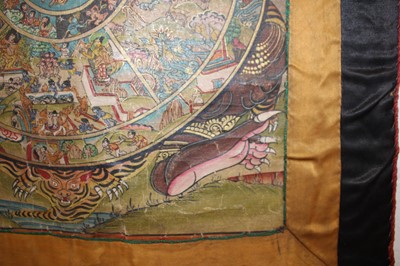Lot 92 - A Tibetan Buddhist "Bhavachakra" Mandala Thangka