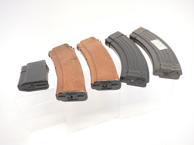Lot 448 - Five AK magazines, including two Bakelite AK74...
