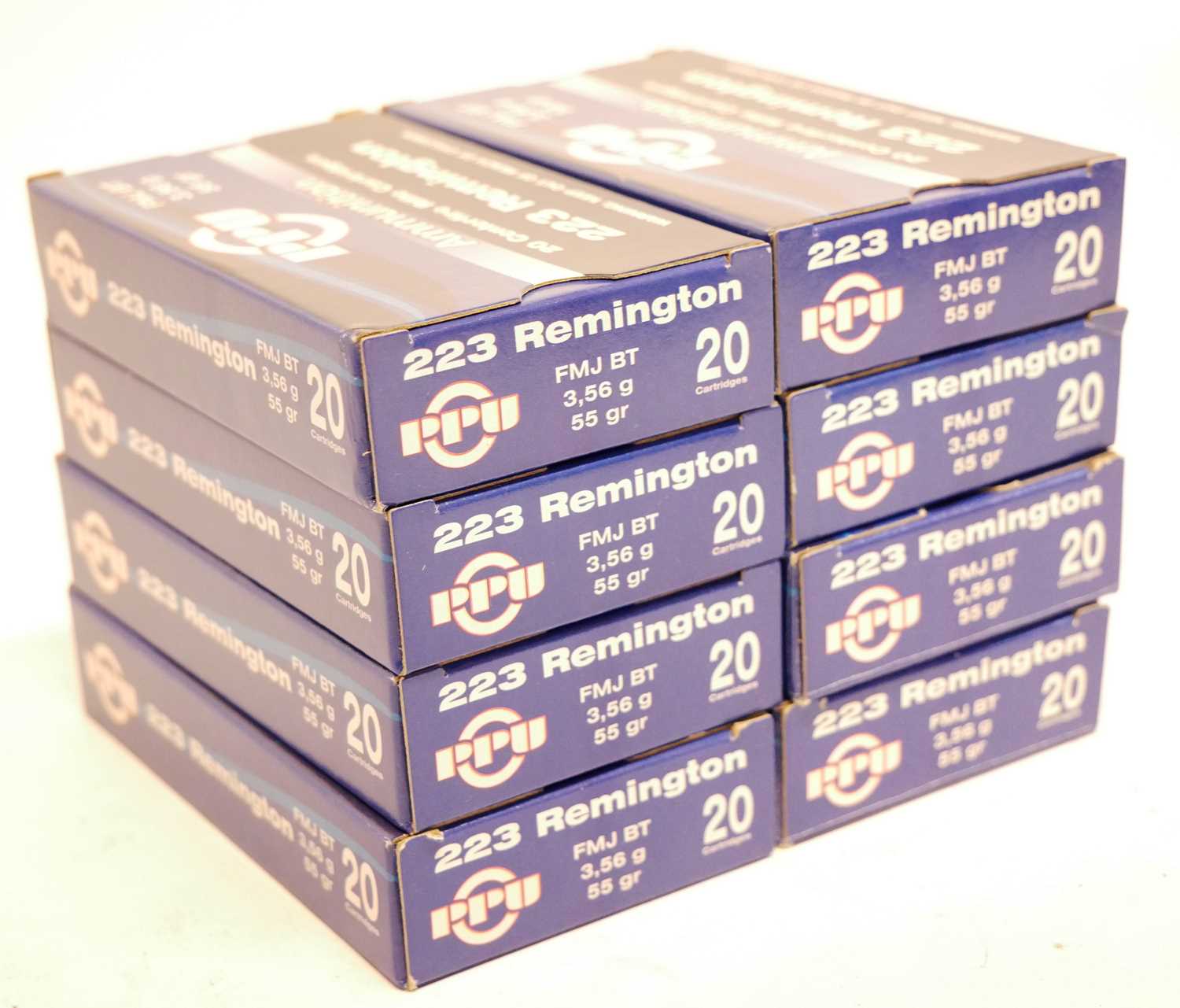 Lot 470 - PPU .223 ammunition, 148 x 55 grain FMJ BT. UK...