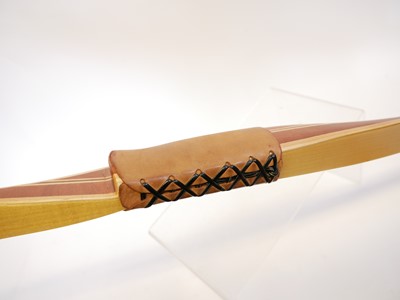 Lot 181 - Long bow, mahogany and maple laminate, 68" 35#...