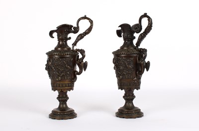 Lot 53 - A Pair of 19th Century French Bronze Rococo Revival Ewers by Charles Leblanc