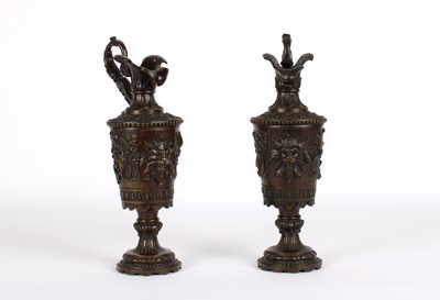 Lot 53 - A Pair of 19th Century French Bronze Rococo Revival Ewers by Charles Leblanc