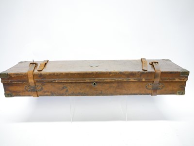 Lot 397 - Leather and oak gun case, with reinforced...