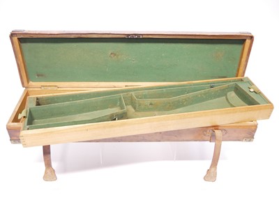 Lot 397 - Leather and oak gun case, with reinforced...