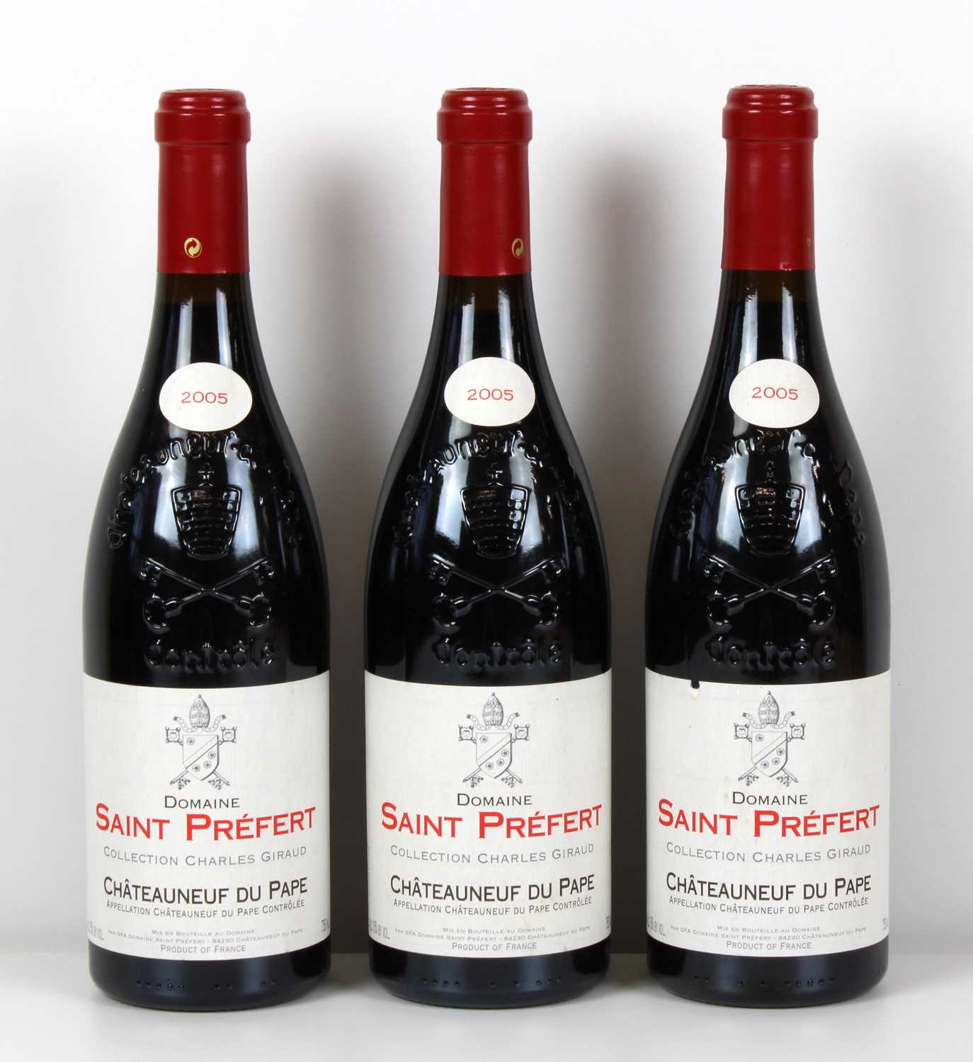 Lot 49 - 3 Bottles Chateauneuf du Pape Domaine Saint Prefert ‘Collection Charles Giraud’ 2005