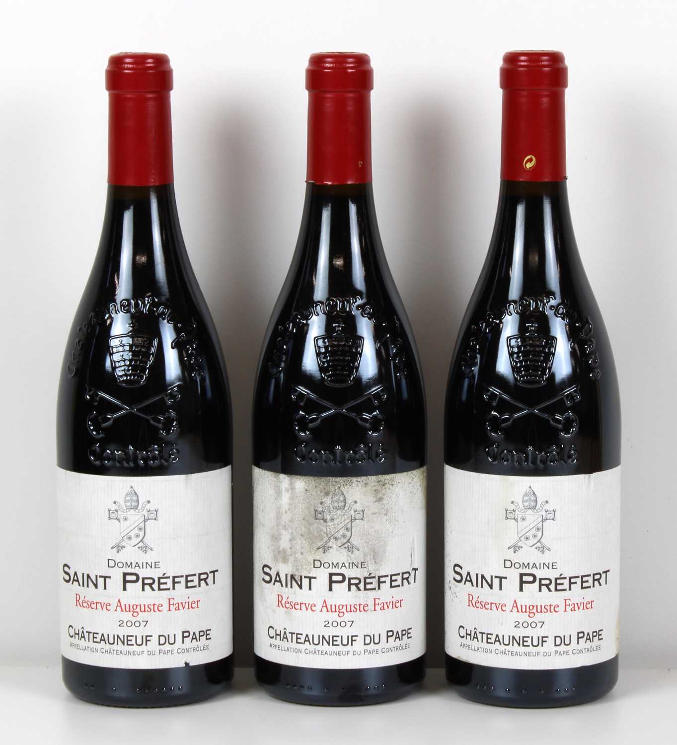 Lot 52 - 3 Bottles Chateauneuf du Pape Domaine Saint Prefert ‘Reserve Auguste Favier’ Vintage 2007