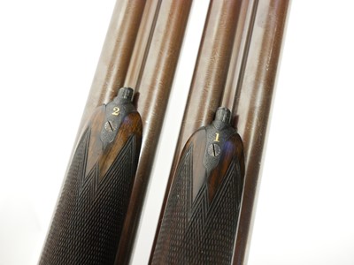 Lot 307 - Trulock and Harriss cased pair of 12 bore side...