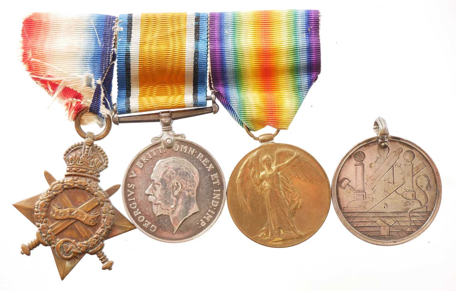 Lot 187 - WWI medal group with masonic medal, for...