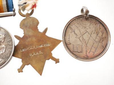 Lot 187 - WWI medal group with masonic medal, for...