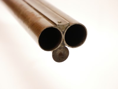 Lot 59 - Percussion 10 bore double barrel shotgun,...