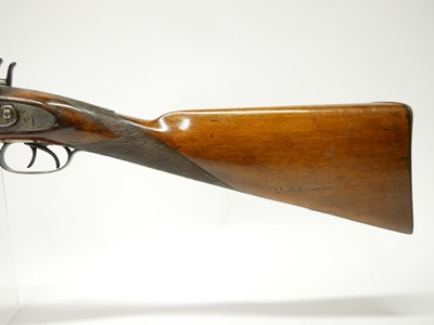 Lot 59 - Percussion 10 bore double barrel shotgun,...