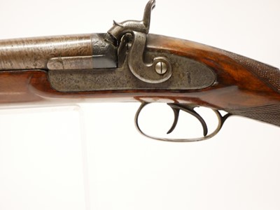 Lot 59 - Percussion 10 bore double barrel shotgun,...