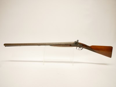 Lot 59 - Percussion 10 bore double barrel shotgun,...