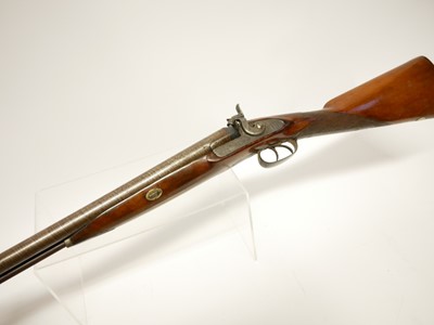 Lot 59 - Percussion 10 bore double barrel shotgun,...