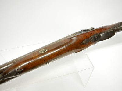 Lot 59 - Percussion 10 bore double barrel shotgun,...