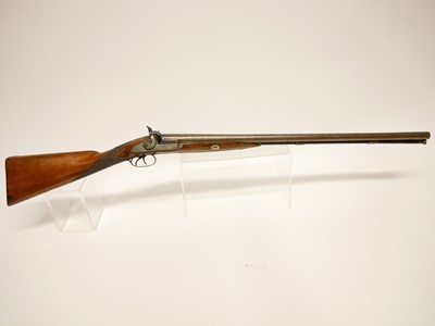 Lot 59 - Percussion 10 bore double barrel shotgun,...