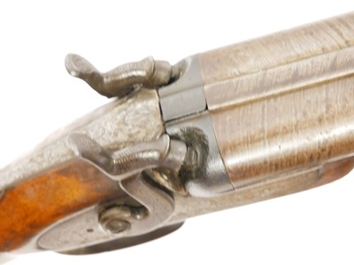 Lot 59 - Percussion 10 bore double barrel shotgun,...