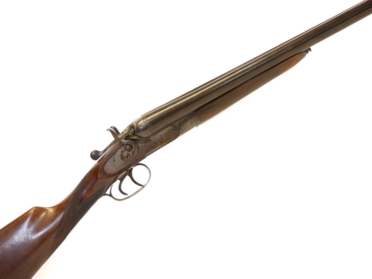 Lot 321 - Belgian 12 bore side by side hammer gun,...